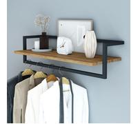 Portemanteau mural Evje avec barre de penderie et étagère 80 x 30 x 20 cm effet bois noir