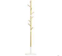 Portemanteau sur pied - HOMCOM - portant vêtements vestiaire 8 patères entrée couloir - bambou métal - 175,6 cm