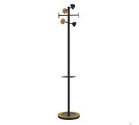 Portemanteau - UNILUX - Bora Bamboo - 6 patères - Métal et bambou - Design néo-rétro