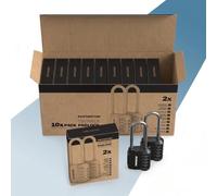 PORTENTUM Cadenas code exterieur à anse longue 4 chiffres - Boîte de 20 cadenas en 10 lots de 2 - Cadenas casier avec anse en acier - Cadenas 4 chiffres noir pour casiers armoires et abris