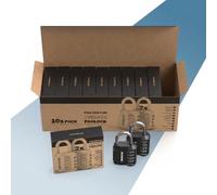 PORTENTUM Cadenas code exterieur réglable à 4 chiffres - Boîte de 20 cadenas en 10 lots de 2 - Cadenas casier avec anse en acier - Cadenas 4 chiffres noir pour casiers armoires abris et grilles