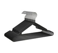 PORTENTUM Cintres en Métal avec Revêtement en Caoutchouc Antidérapant, Lot de 20, Noir - Profil Mince Gain de Place, Robustes pour Vêtements Lourds, Encoches pour Robes et Barre à Pantalons
