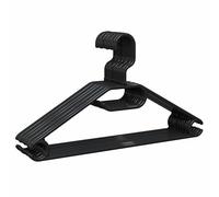 PORTENTUM Cintres en Plastique Recyclé 100%, Lot de 10, Noirs - Crochet Rotatif à 360º, Gain de Place, Support pour Accessoires et Crochets pour Robes, Fabriqués en Espagne