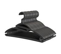 PORTENTUM Cintres en Plastique Recyclé, Lot de 50, Noir. Pour Vêtements Légers, Spécialement Conçus pour ne Pas Déformer les Colliers de T-Shirts, Blouses, Chemises, Pulls & Polos, Gomme Antidérapants