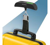 PORTENTUM Pese bagage digital avec écran LCD - Jusqu’à 50 kg - Verrouillage automatique de la lecture - Balance valise voyage accessoires avec indicateur de température