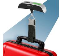 PORTENTUM Pese bagage digital avec écran LCD - Jusqu’à 50 kg - Verrouillage automatique de la lecture - Balance valise voyage accessoires avec indicateur de température