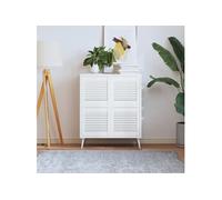 Portes d armoire à persiennes 4pcs blanc 39,5x39,4cm pin massif