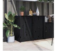 Portes de cuisine d'extérieur - vidaXL - Bois de pin massif - Noir - 50x9x82 cm - Boutons en métal - Installation facile