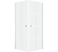 Portes de Douche en Angle 80x80x190 cm - Motifs carrés - Profilés Blanc - WHITE CUBE