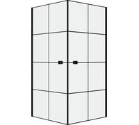 Portes de Douche en Angle 90x90x190 cm - Motifs carrés - Profilés Noir Mat - BLACK CUBE