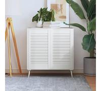 Portes de placard à motif lamellé, lot de 2, blanches, dimensions 69 x 39,4 cm, en bois massif, pour meubles, cuisine, salle de bain, chambre, armoire, rénovation, bricolage, remplacement, installatio