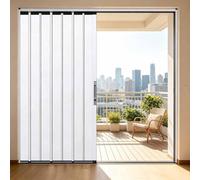 Portes de terrasse pliantes à deux volets en aluminium avec serrure, cloison de séparation, de vestiaire, de chambre à coucher, portes coulissantes (blanc, porte simple, 137,2 x 203,2 cm)