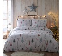 Portfolio Home Parure de lit 100% Coton brossé avec Housse de Couette et taies d'oreiller Motif forêt Alpine