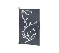 IDMarket - Portillon 100 x 155 cm en acier | Coloris gris anthracite avec motifs FLOWER
