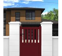 Portillon aluminium battant de jardin pas cher semi-ajouré 1M30X1M (ROUGE RAL 3004)