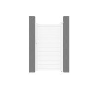 Vente-unique - Portillon battant aluminium persienné L103 x H180 cm blanc - VIAZO