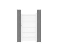 Vente-unique - Portillon battant aluminium persienné L103 x H180 cm blanc - VIAZO