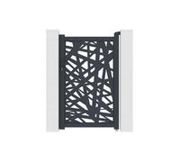 Portillon battant en aluminium à motif géométrique en découpe laser - L103 x H166 cm - Anthracite - NATAFO