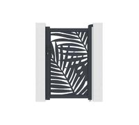 Portillon battant en aluminium à motif tropical en découpe laser - L103 x H166 cm - Anthracite - TOGIRO