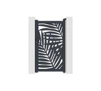 Portillon battant en aluminium à motif tropical en découpe laser - L103 x H180 cm - Anthracite - TOGIRO