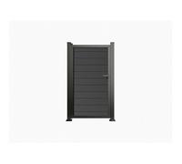 Portillon battant plein en bois composite - L100 x H183 cm - gris anthracite - SENZIO