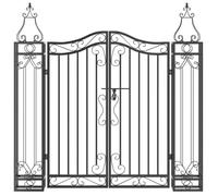 PORTILLON de Clôture Noir - LEMON® Portail de jardin - noir 121x8x120 cm fer forgé - J7076820