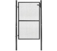 Portillon de jardin 105 x 150 cm en acier gris anthracite avec serrure et poignée Gris anthracite G