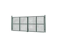 IDMarket - Portillon de jardin double porte 315 x 150 cm en acier vert | Avec serrure et poignée