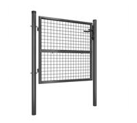 Portillon de Jardin, en Acier Galvanisé, avec Serrure, pour Extérieur, Tube Rond, Gris