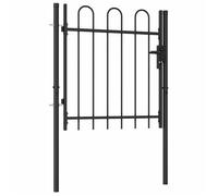 Portillon de jardin en acier - VIDAXL - 100x150 cm - Noir - Dessus arqué - 3 clés incluses - Acier enduit de poudre