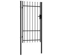 Portillon de jardin en acier - VIDAXL - 100x225 cm - Noir - Dessus à pointe - 3 clés incluses - Acier enduit de poudre