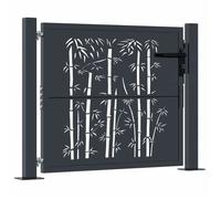 Portillon de jardin en acier - vidaXL - Anthracite - 110x105 cm - Acier galvanisé - Revêtement en poudre - Design bambou