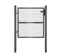 Portillon de Jardin Grillagé, en Acier Galvanisé, Clôture avec Serrure, Porte 106 x 100 cm (L x H), Tube Rond, Gris