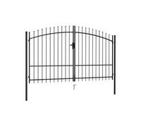 vidaXL Portillon double avec dessus à pointe acier 3 x 1,75 m noir