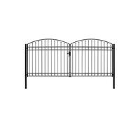 vidaXL Portillon double porte avec dessus arqué Acier 400x200 cm Noir Noir G