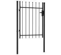 vidaXL Portillon simple avec dessus à pointe en acier 1 x 1,2 m Noir