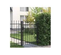 vidaXL Portillon simple avec dessus à pointe en acier 1 x 1,2 m Noir