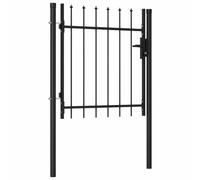Portillon simple porte avec dessus à pointe Acier 1x1 m Noir