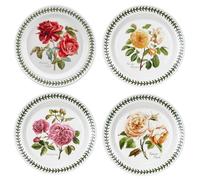 Portmeirion Botanic Roses Collection Lot de 4 assiettes rondes en céramique, passent au lave-vaisselle, au micro-ondes et au four, 26 cm, fabriquées en Angleterre