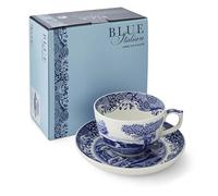 Portmeirion Home & Gifts Tasse et soucoupe géantes italiennes bleues Spode (bleu et blanc, 0,56 l/20 fl.oz)