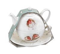 Portmeirion Home & Gifts Wrendale Thé pour Une avec Soucoupe (Robins), Bone China (Multicolore, 16,5 x 16,5 x 15 cm)