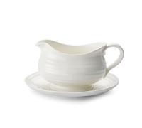 Portmeirion Sophie Conran Saucière en Porcelaine de 680,4 g avec Support, Vaisselle élégante pour Sauce, vinaigrettes, Design Artisanal, Durable, Passe au Micro-Ondes et au Lave-Vaisselle (Blanc)