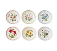 Portmerion Botanic Garden Meadow - Lot de 6 assiettes à salade rondes de 20,3 cm | Fleurs assorties avec bordure colorée en feuille de laurier | Faïence | Passe au micro-ondes et au lave-vaisselle |