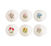 Portmerion Botanic Garden Meadow - Lot de 6 bols ronds empilables de 12,7 cm | Fleurs assorties avec bordure colorée en feuille de laurier | Faïence | Passe au micro-ondes et au lave-vaisselle |