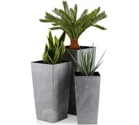 Porto Gris Pot en béton Set 3 pièces