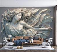 Portrait Classique En Relief Papier Peint Tissu en Soie Murale, Motif Femme Endormie Moderne Décoration Murale, 300x210cm Panoramique Fresque Pour Salon Chambre Fond Tv Décoration Gris clair