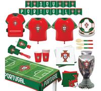Portugal National Coffret de Fête Tout-en-Un pour 6 Invités, 77 Accessoires, Assiettes, Gobelets, Serviettes, Ballons, Décorations