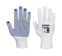 Portwest A110 Gant Polka Picots PVC Doublure Respirante Jauge 13 Respirant | Blanc/Bleu, M, EN 388 (214XX), EN ISO 21420 Dextérité 5, Polyester, Poignets Tricot