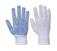 Portwest A111 Gant Classique Tricoté Picots PVC Doublure Robuste Jauge 7 | Blanc/Bleu, 2XL, Polyester Léger, Paume Enduite en PVC, Haute Dextérité, Grande Dextérité, Respirant, Construction