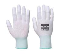 Portwest A121 Gant Doigts Enduits PU Doublure Respirante Jauge 13 | Blanc, L, EN ISO 21420 Dextérité 5, Revêtement en Polyuréthane Lisse, Construction